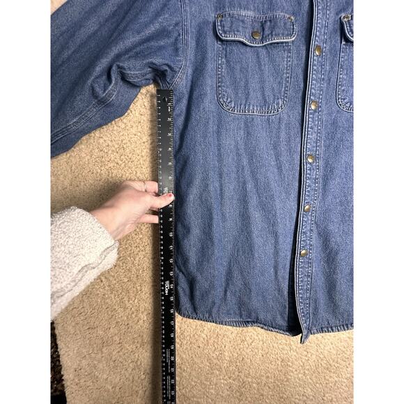 Vtg Carhartt Y2K Jacket Men Sz S Blue Denim Fleece Lined Shacket Work Unisex EC - Picture 16 of 16